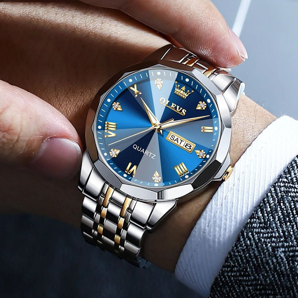 RELOJ OLVS PLATEADO AZUL CRISTAL OLV-9