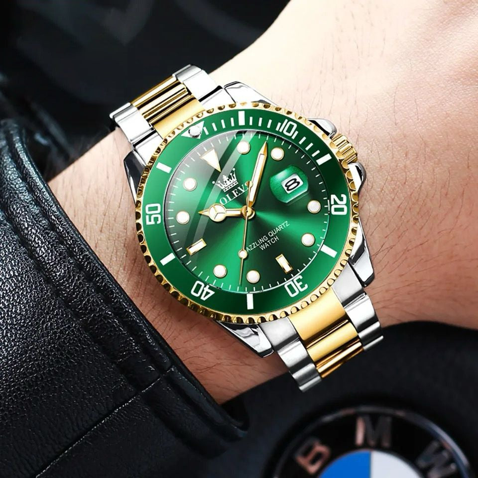 RELOJ OLVS PLATEADO VERDE OLV-8