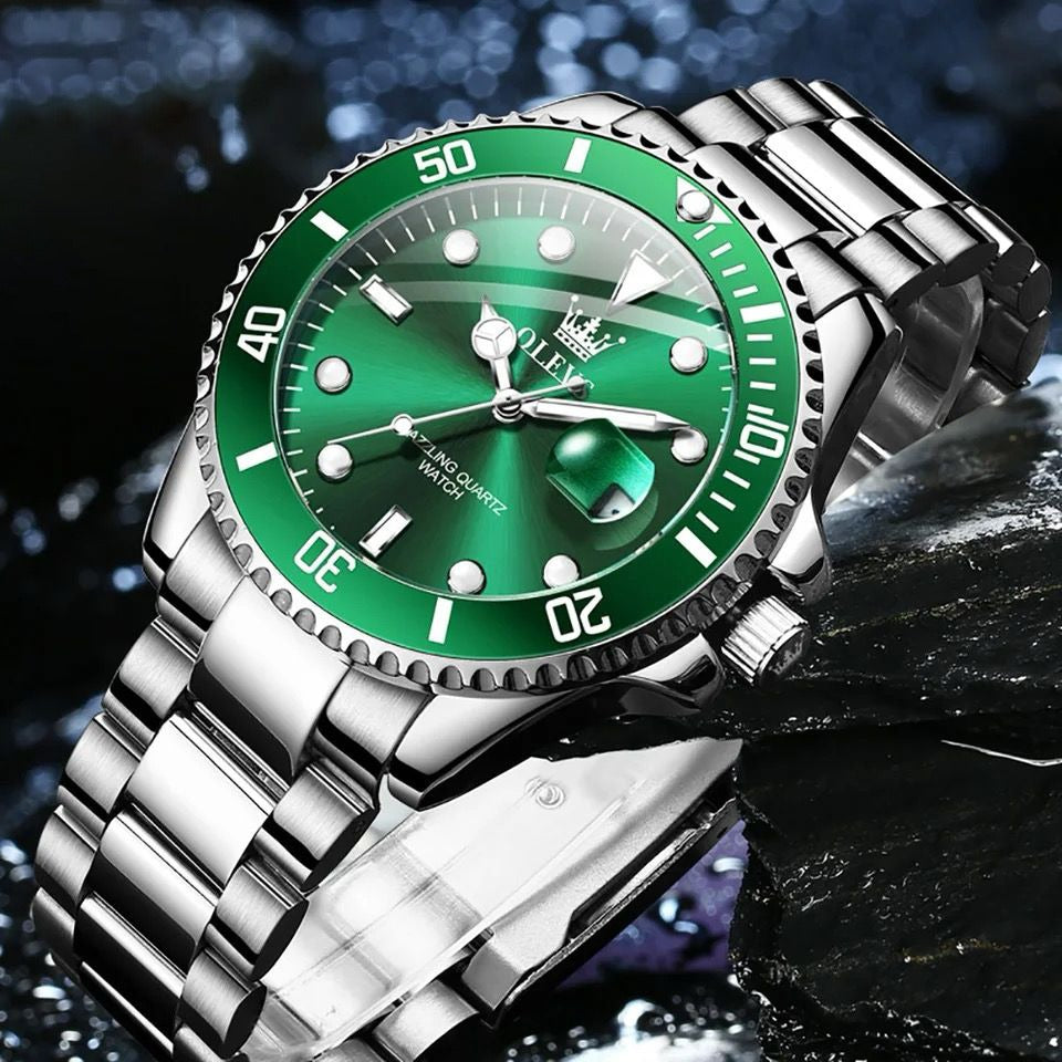 RELOJ OLVS PLATA VERDE OLV-2