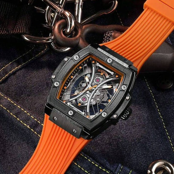 RELOJ MEGIR ESQUELÉTICO NARANJA MEG-72