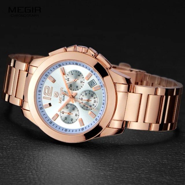 RELOJ MEGIR ACERO ORO ROSA MEG-75