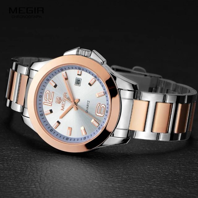 RELOJ MEGIR ACERO DÚO ORO ROSA MEG-76