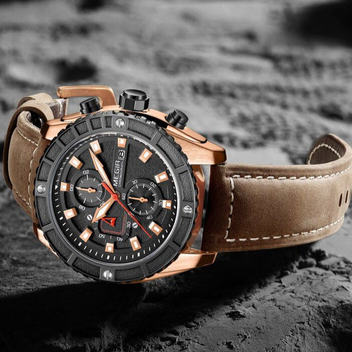 Reloj Megir Hombre Cuero Marrón | MEG-81