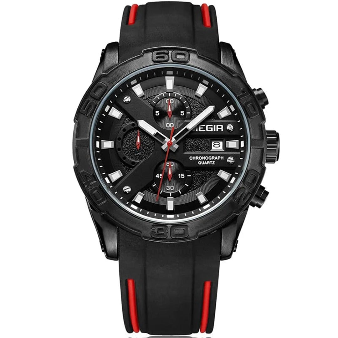 RELOJ MEGIR SILICONA NEGRO ROJO MEG-69