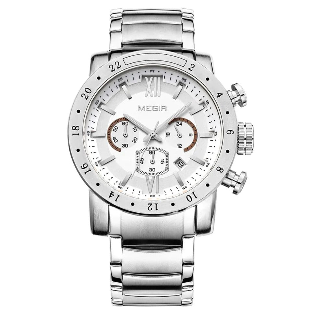 RELOJ MEGIR ACERO PLATA MEG-77