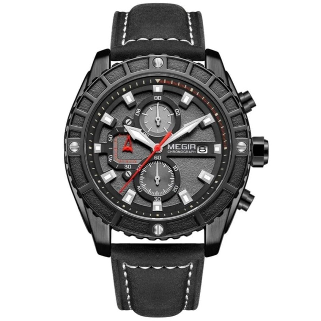 RELOJ MEGIR CUERO NEGRO MEG-82