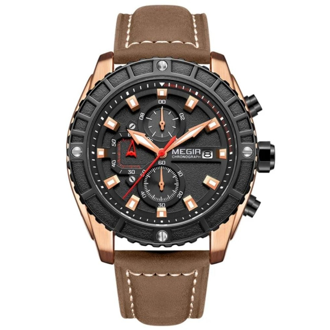 Reloj Megir Hombre Cuero Marrón | MEG-81