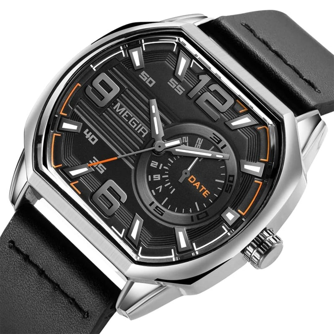 RELOJ MEGIR CUERO RADAR NEGRO MEG-67