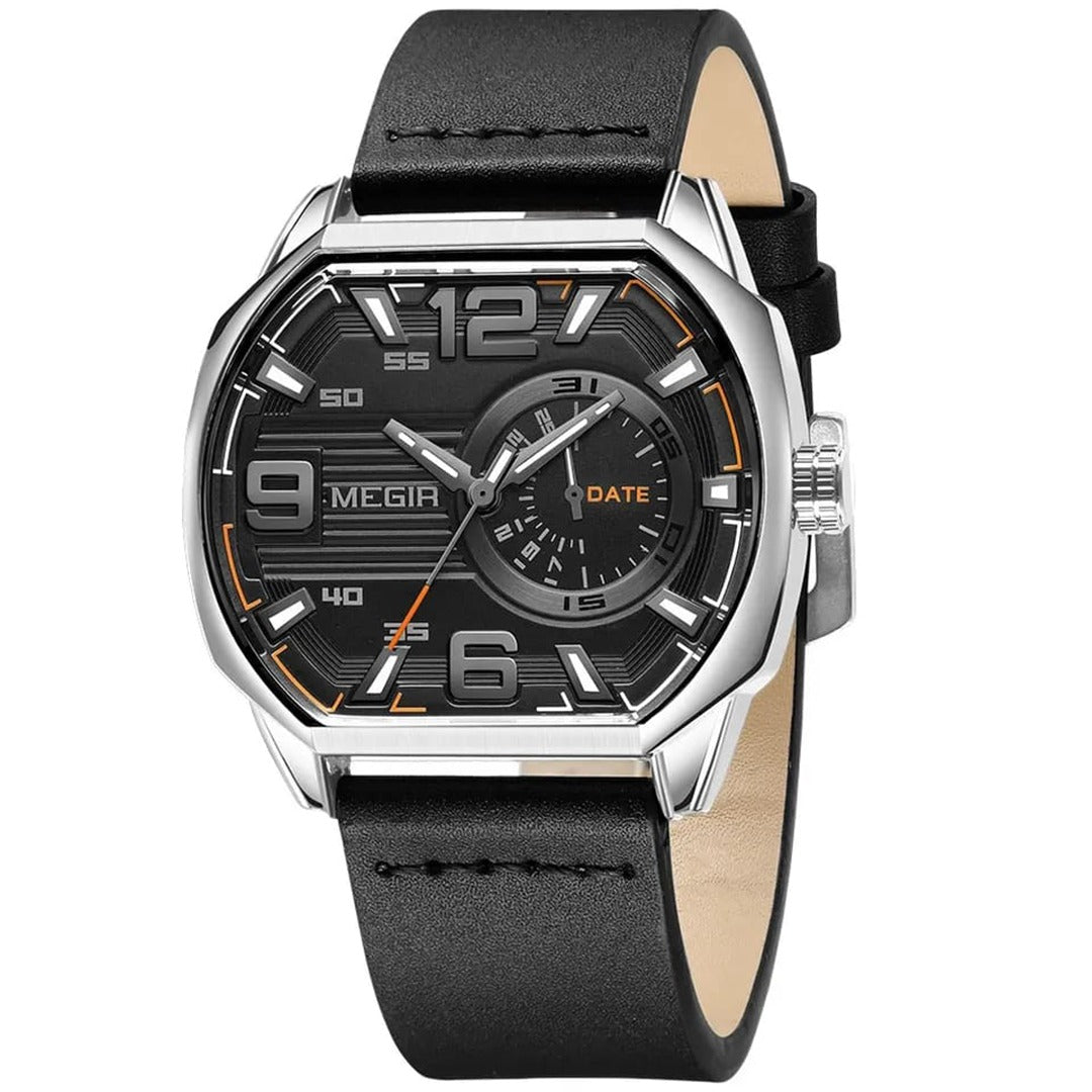 RELOJ MEGIR CUERO RADAR NEGRO MEG-67