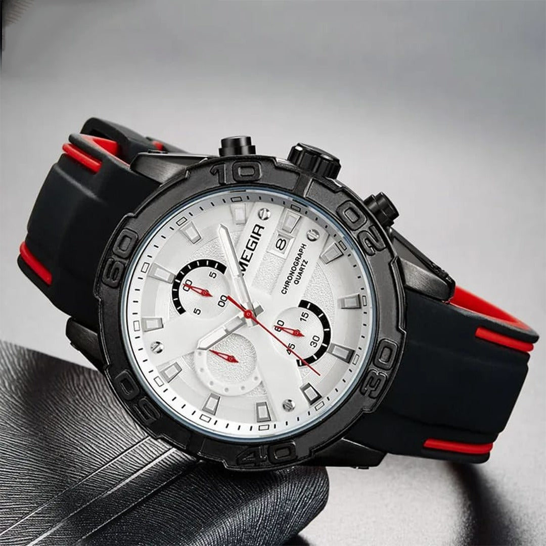 RELOJ MEGIR SILICONA NEGRO BLANCO MEG-68