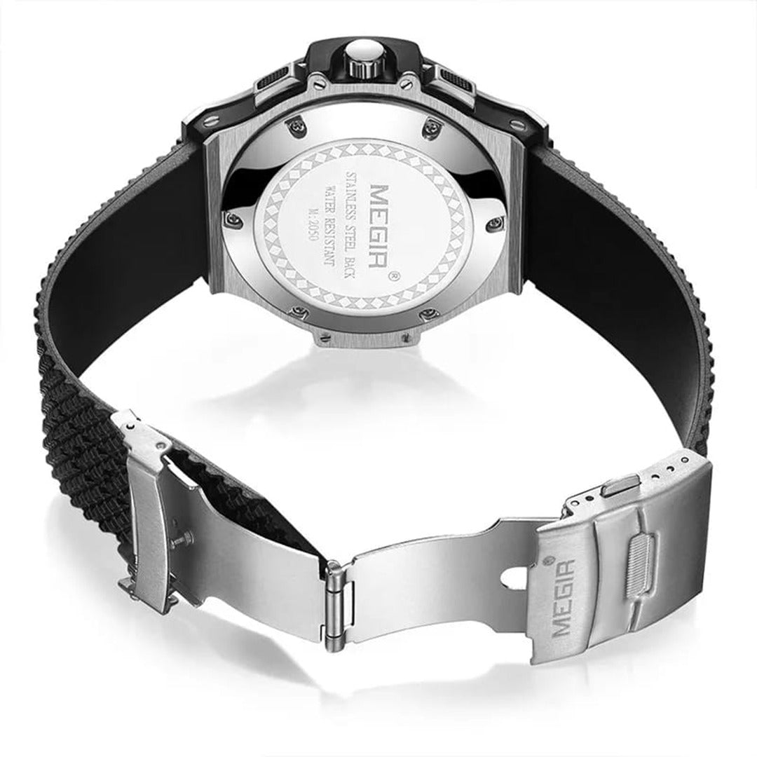 RELOJ MEGIR SILICONA NEGRO BLANCO MEG-63