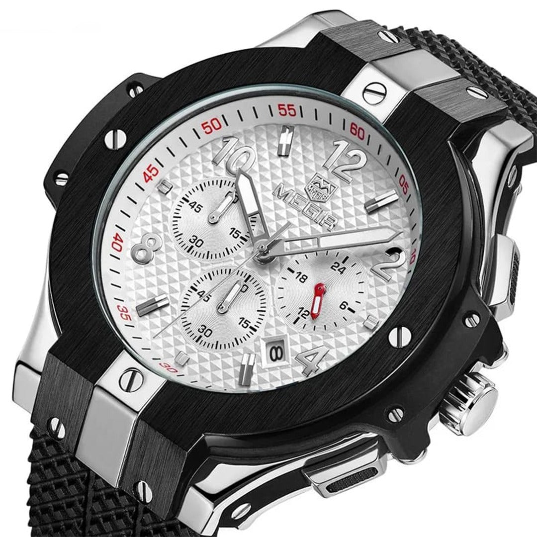 RELOJ MEGIR SILICONA NEGRO BLANCO MEG-63