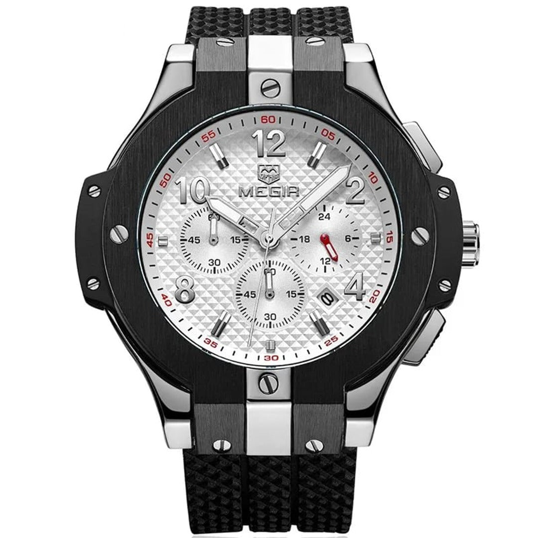 RELOJ MEGIR SILICONA NEGRO BLANCO MEG-63