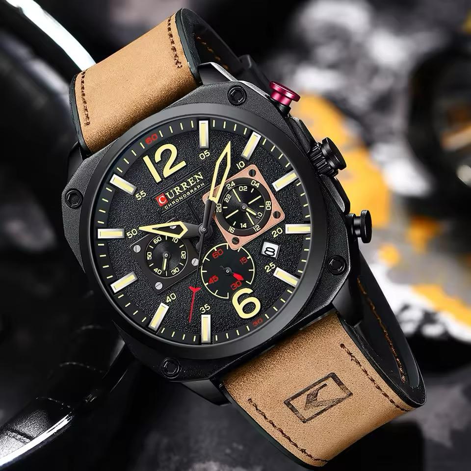 RELOJ CURREN NEGRO CON MARRÓN CUR-17