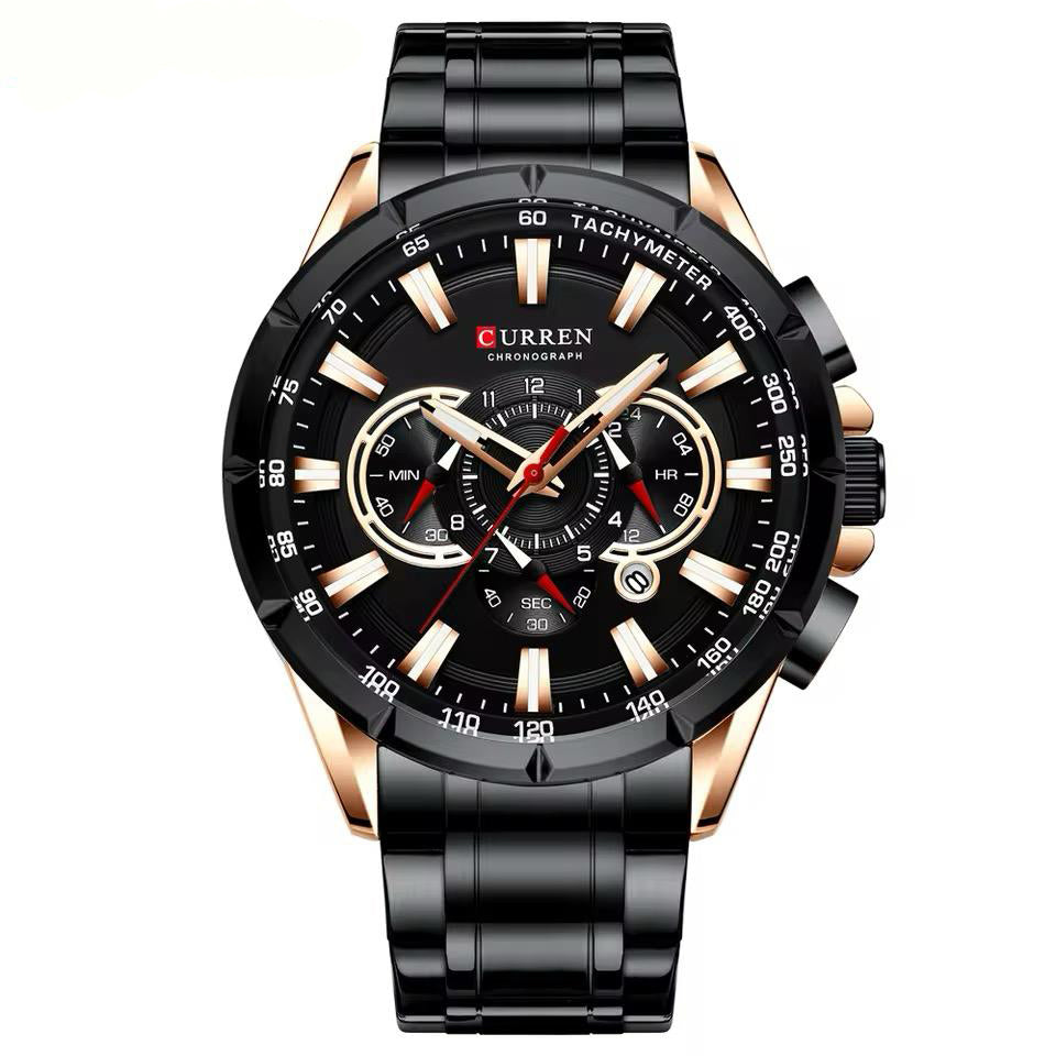 RELOJ CURREN ACERO NEGRO CON DORADO CUR-24