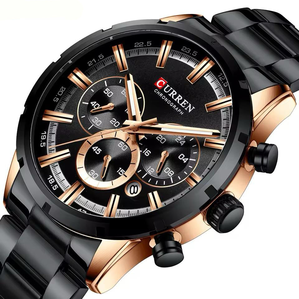 RELOJ CURREN ACERO NEGRO CON DORADO CUR-24