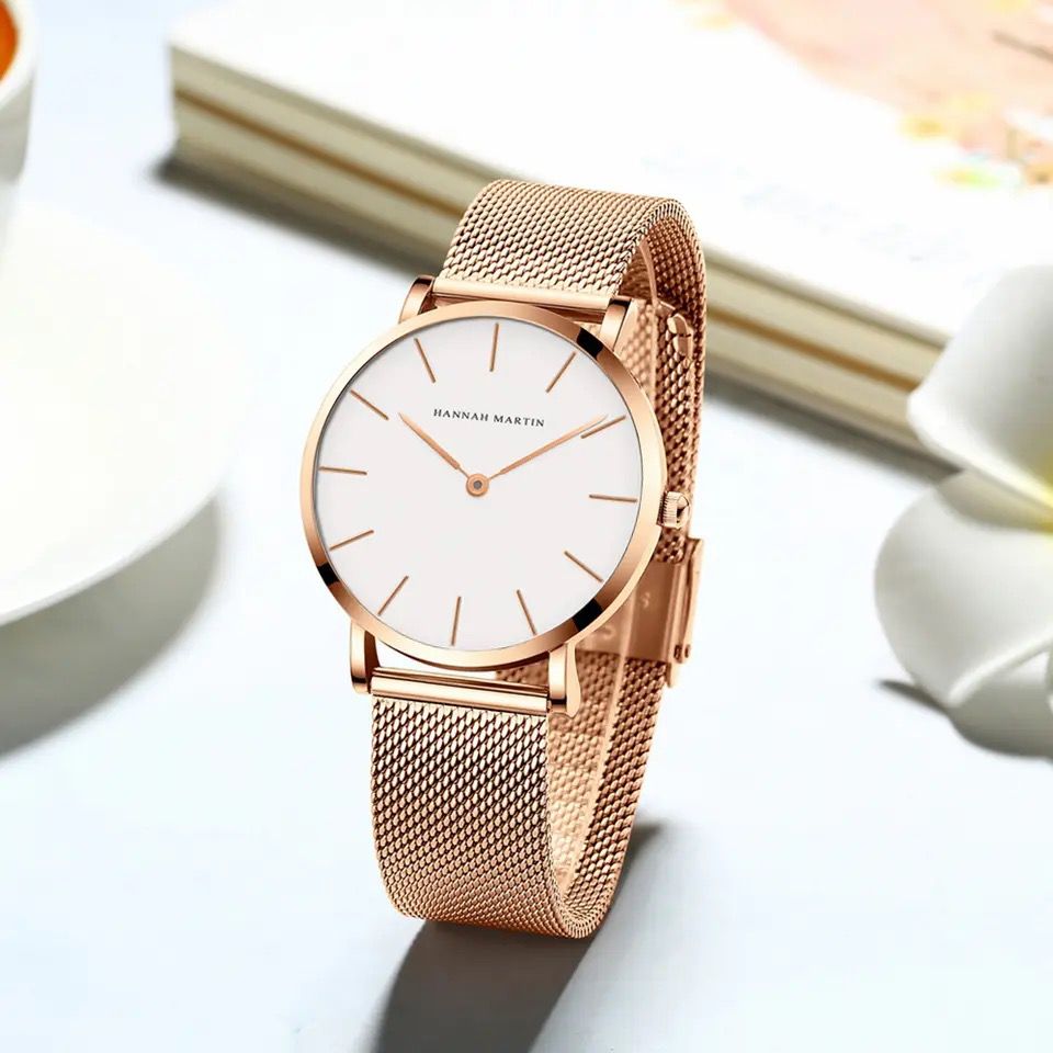 RELOJ HANNAH MARTIN MALLA ORO ROSA BLANCO HAN-M-3