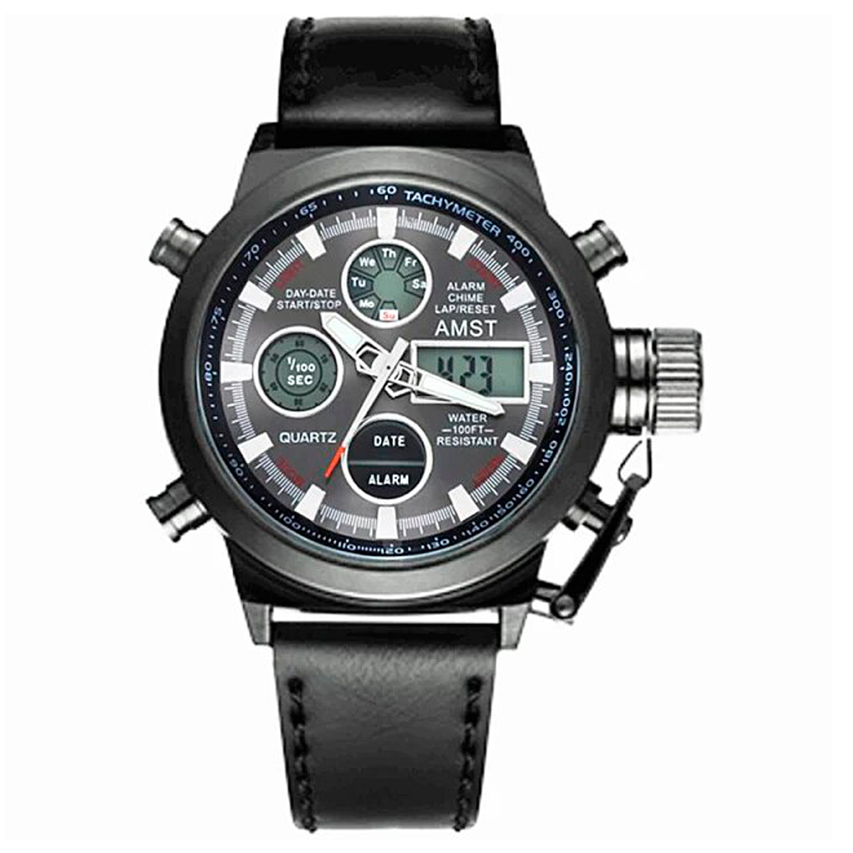 RELOJ CUERO NEGRO AMST-3