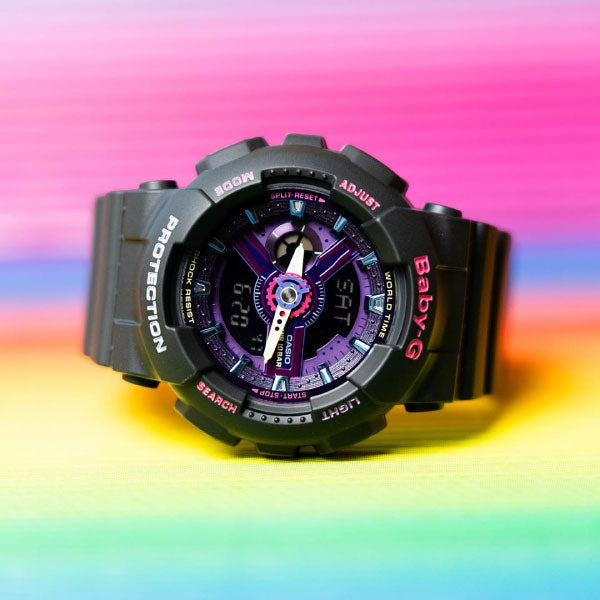 RELOJ BABY G NEGRO CON MORADO B-G-25