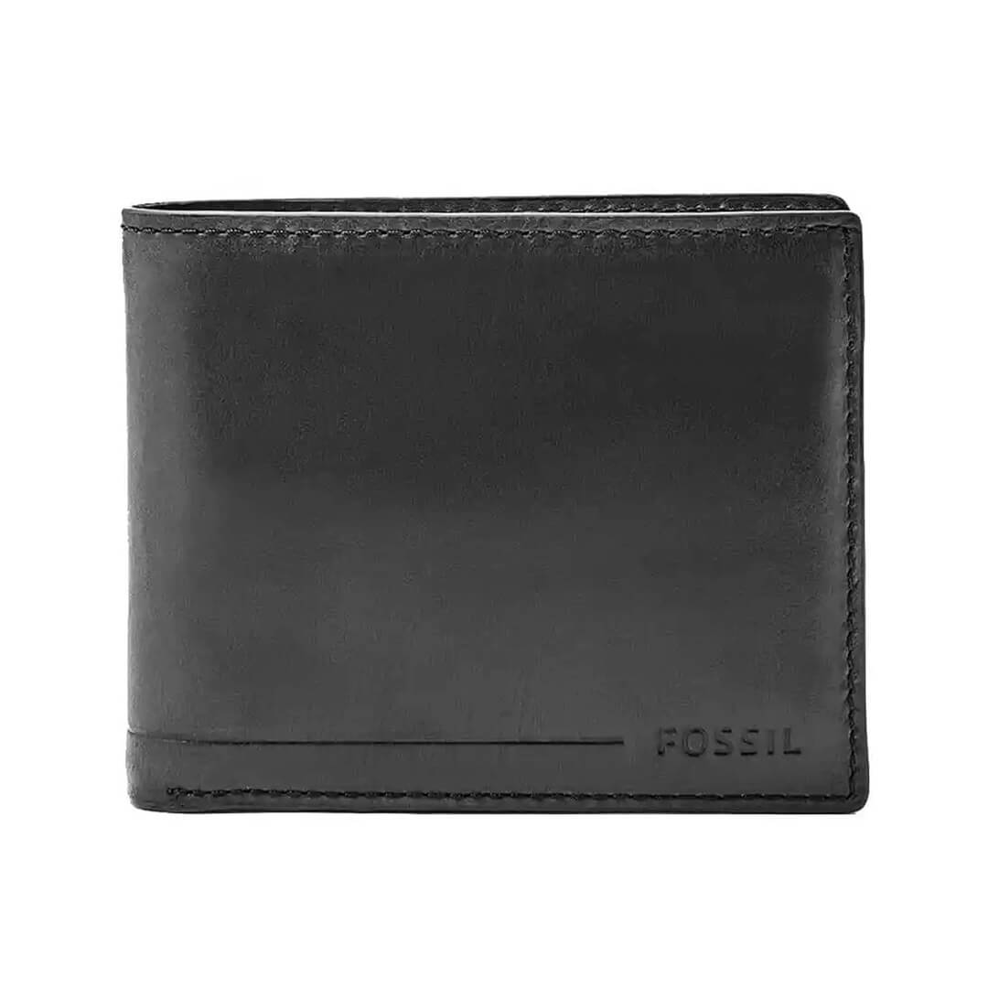 Billetera Fossil SML1549001 FOSB-1 Hombre Cuero Negro