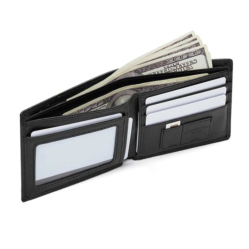 Billetera Laorentou LOU-1 Hombre Cuero Negro