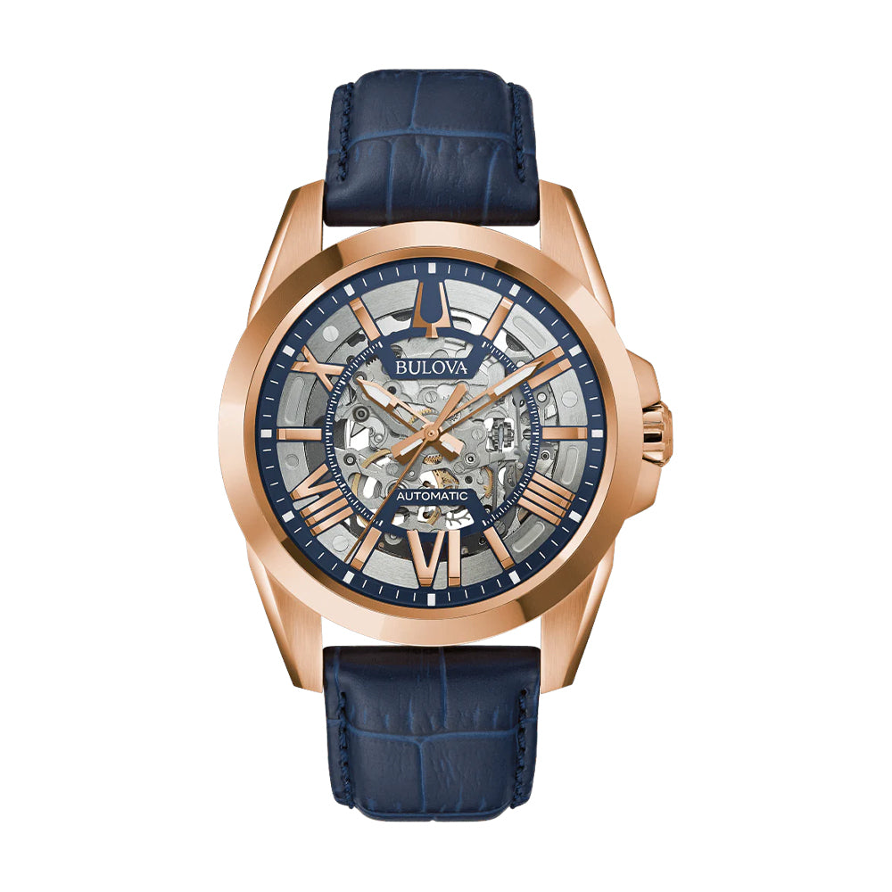 RELOJ BULOVA DORADO CON AZUL 97A161 BUL-11