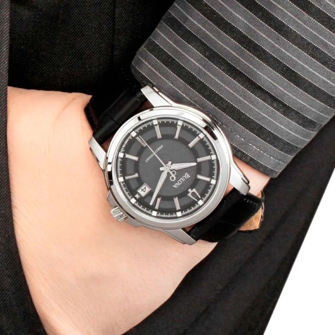 RELOJ BULOVA PLATEADO CON NEGRO 96B158 BUL-6