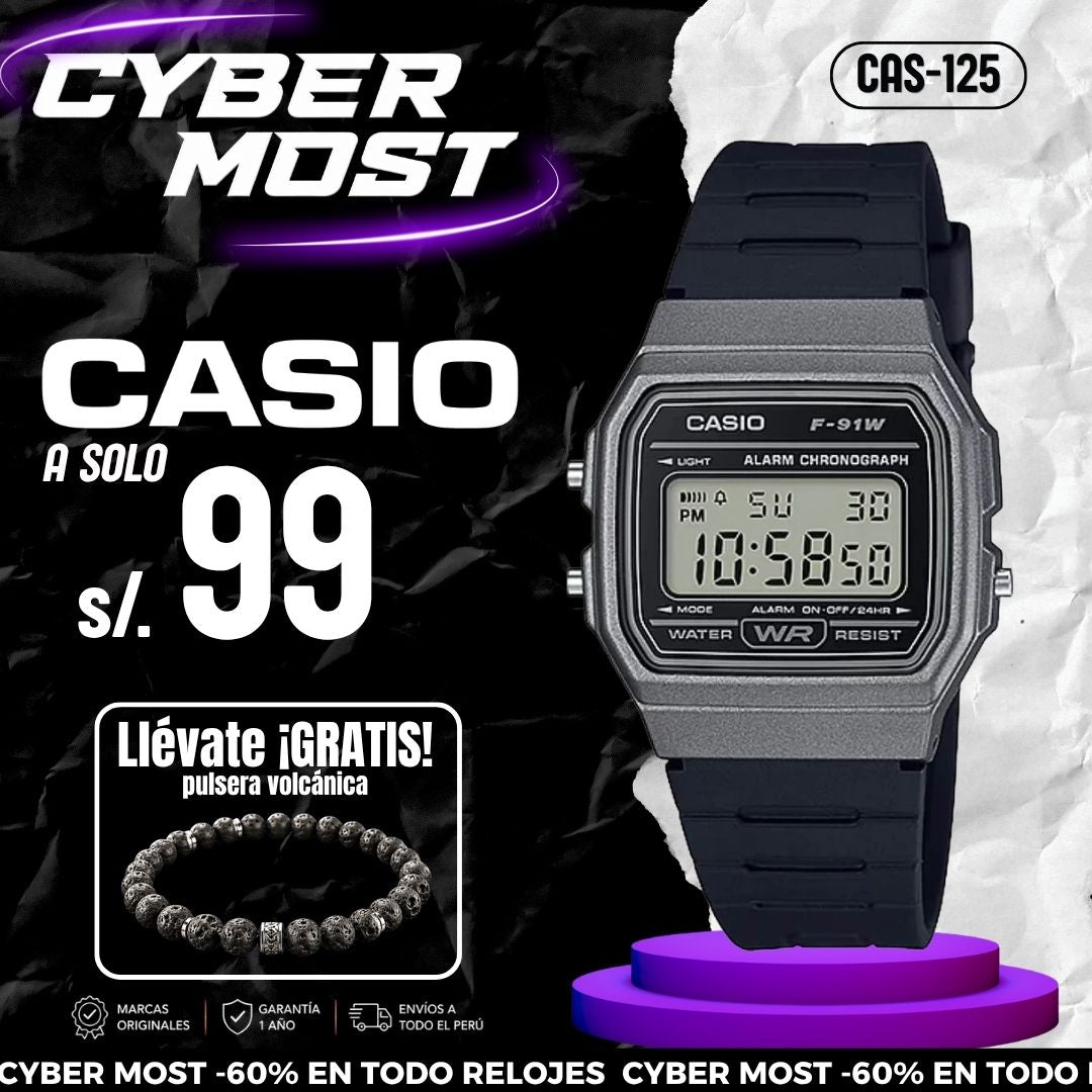 Reloj Casio Retro F-91WM-1BD Hombre Resina Negro
