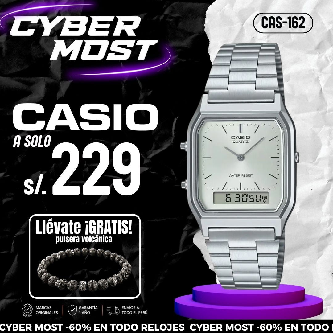 Reloj Casio AQ-230A-7AMQ Hombre Acero Plateado