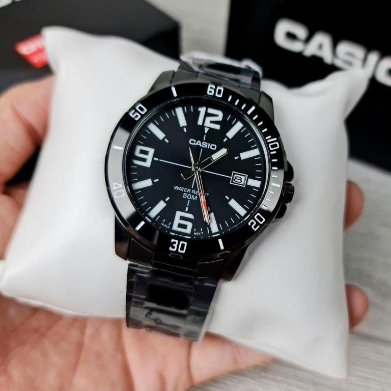 RELOJ CASIO ACERO NEGRO MTP-VD01B CAS-59