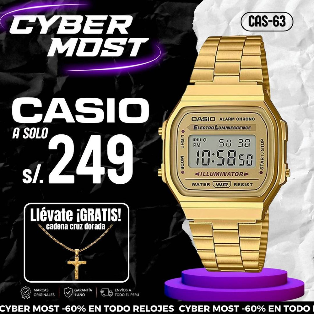 Reloj Casio A168WG-9W Dorado Vintage | CAS-63