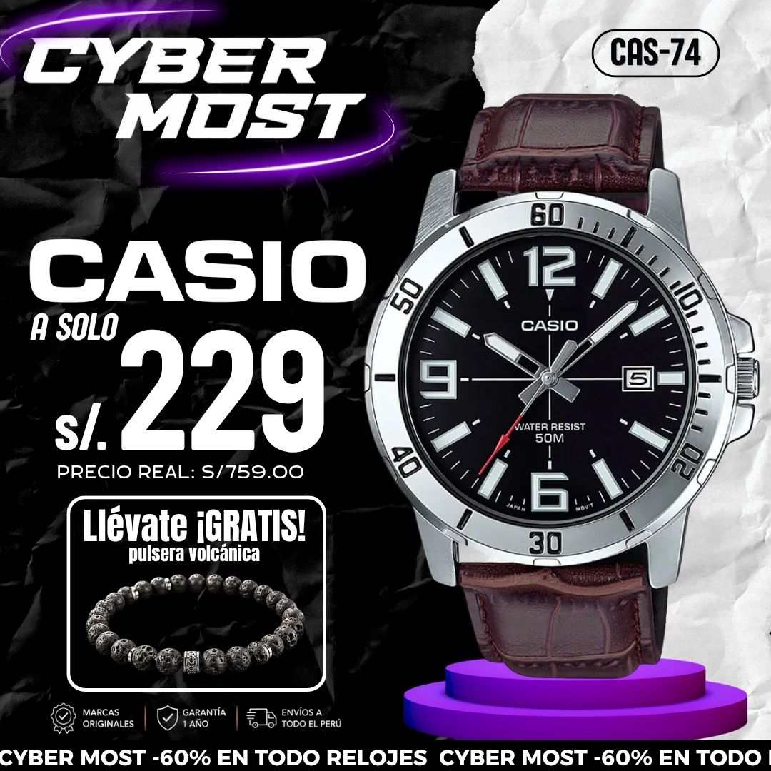Reloj Casio MTP-VD01L-1B Hombre Cuero Marrón