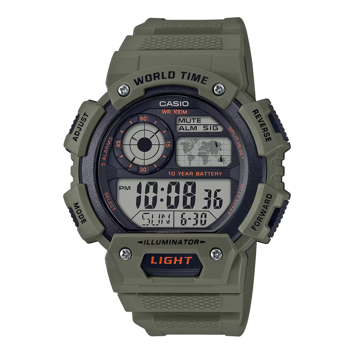 RELOJ CASIO VERDE AE-1400WH-3AV CAS-99