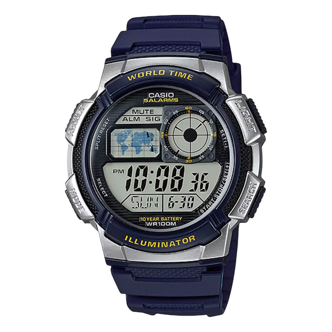 Reloj Casio AE-1000W-2AV para hombre, esfera digital y correa de resina azul