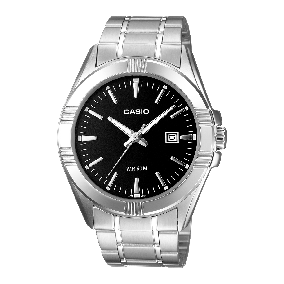 Casio MTP-1308D-1A reloj hombre acero plateado esfera negra frontal