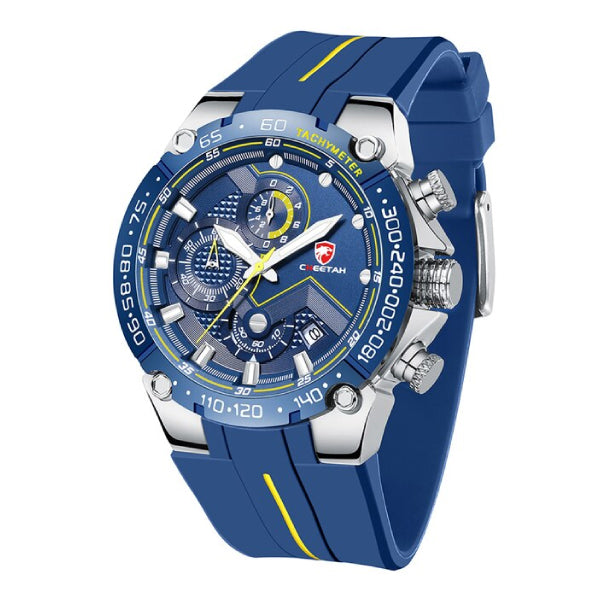 RELOJ CHEETAH SILICONA AZUL CON PLATEADO CHT-1