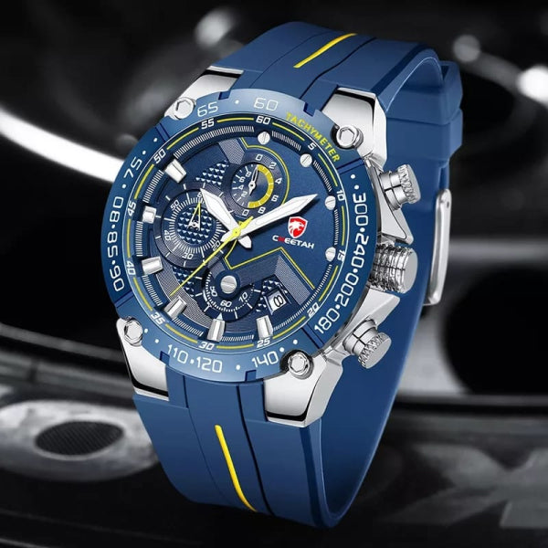 RELOJ CHEETAH SILICONA AZUL CON PLATEADO CHT-1