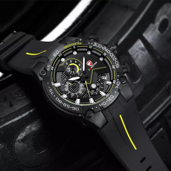 RELOJ CHEETAH SILICONA NEGRO CON AMARILLO CHT-2