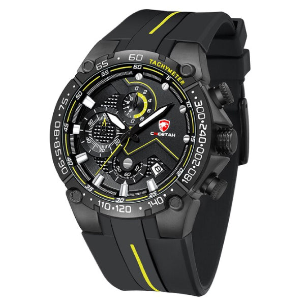 RELOJ CHEETAH SILICONA NEGRO CON AMARILLO CHT-2