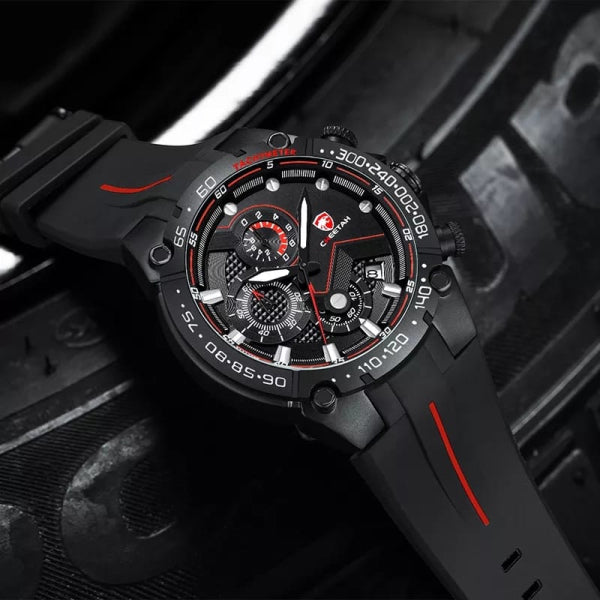 RELOJ CHEETAH SILICONA NEGRA CON ROJO CHT-3