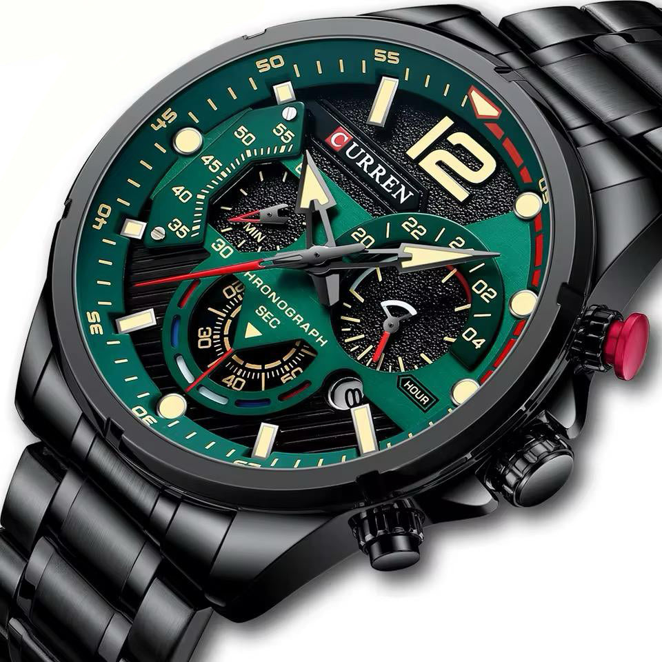 RELOJ CURREN ACERO NEGRO-VERDE CUR-10