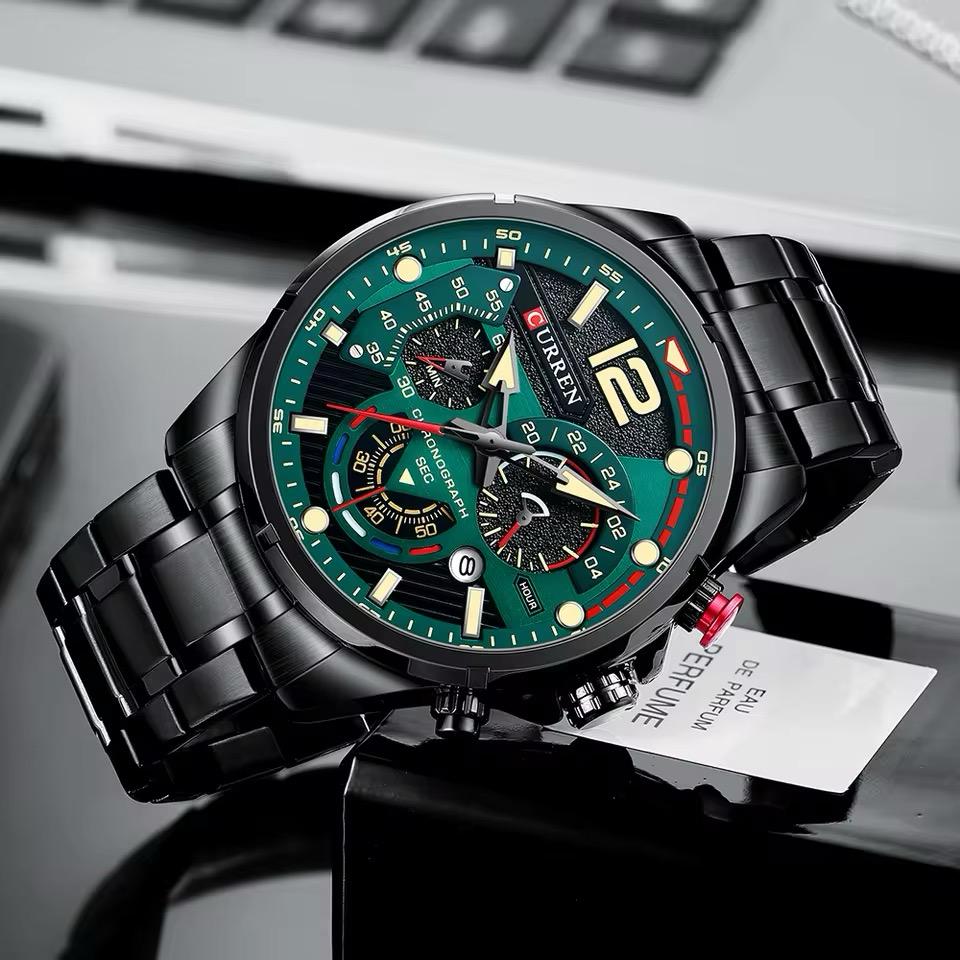 RELOJ CURREN ACERO NEGRO-VERDE CUR-10