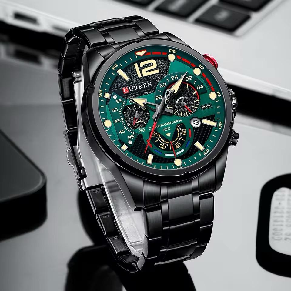 RELOJ CURREN ACERO NEGRO-VERDE CUR-10