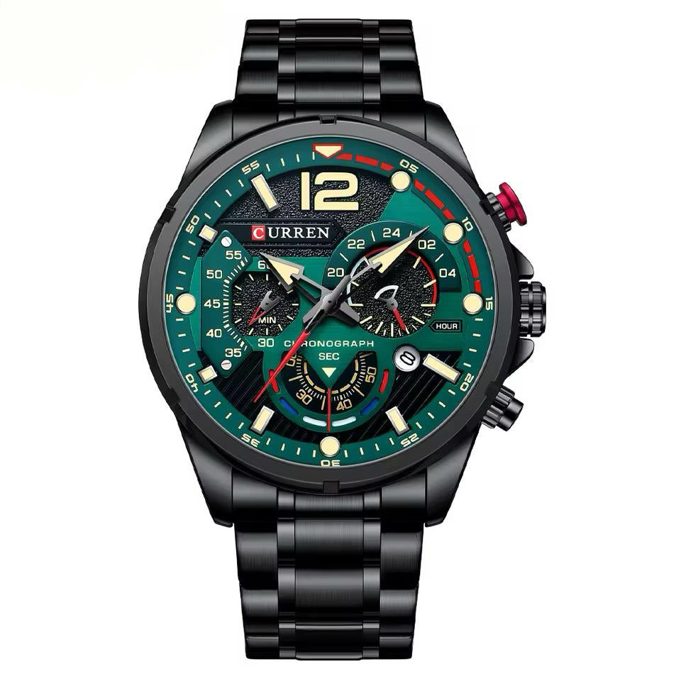 RELOJ CURREN ACERO NEGRO-VERDE CUR-10