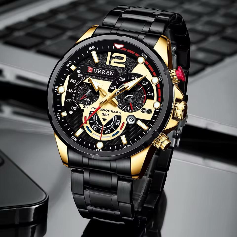 RELOJ CURREN ACERO NEGRO CUR-12