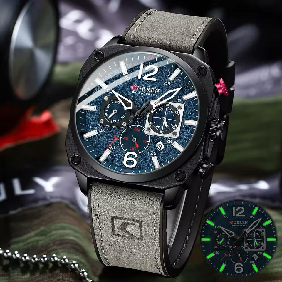 RELOJ CURREN GRIS CON AZUL CUR-18