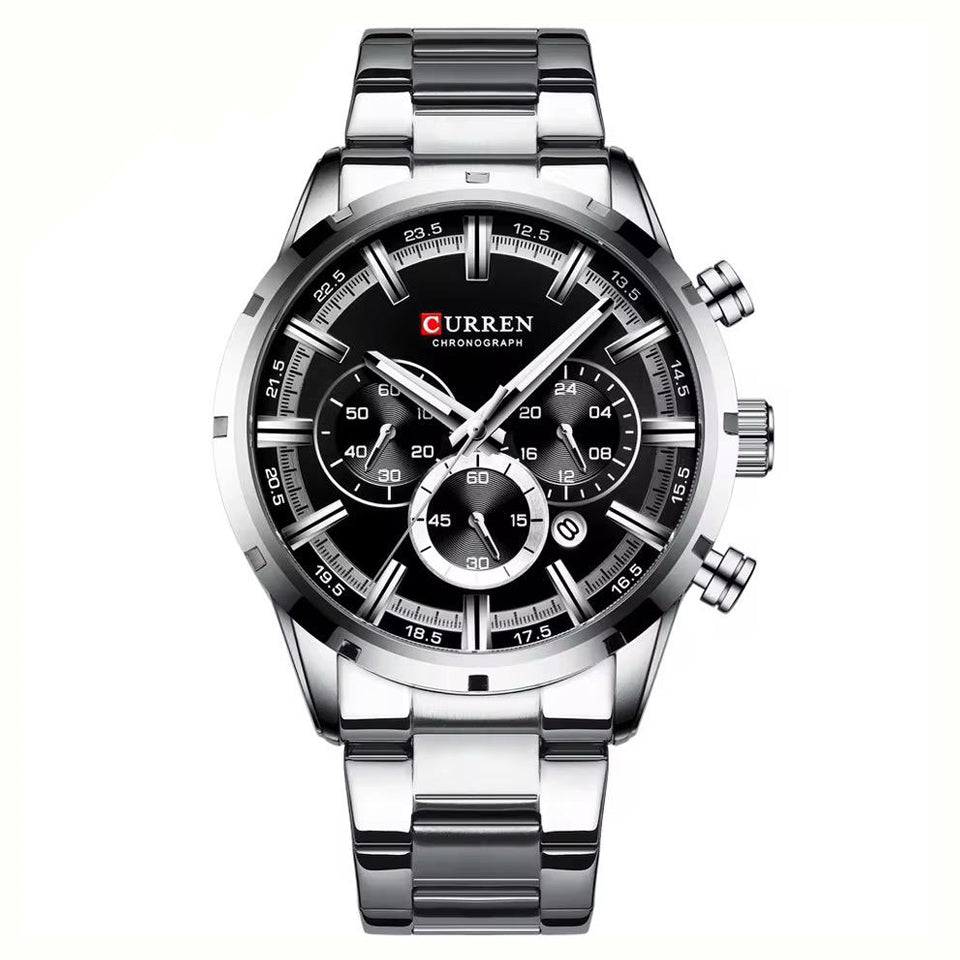 RELOJ CURREN ACERO PLATEADO CON NEGRO CUR-22