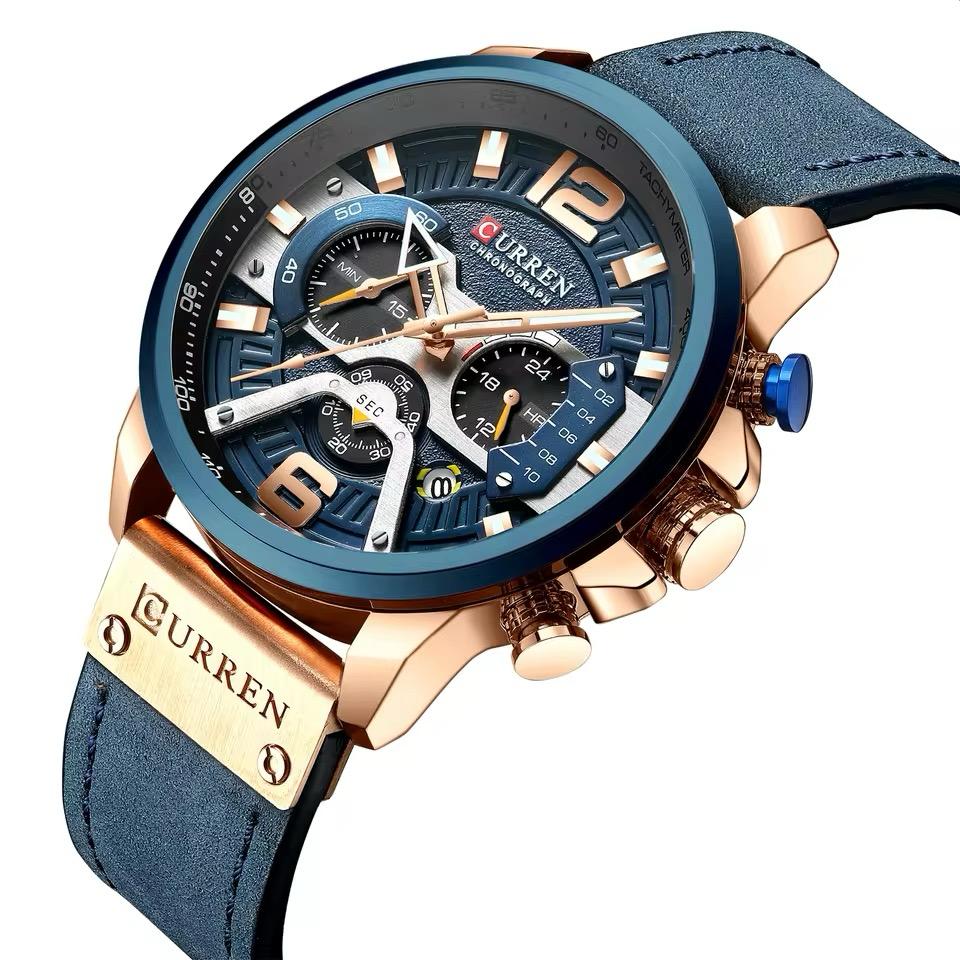 RELOJ CURREN CUERO AZUL CUR-3