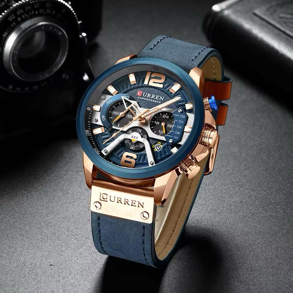 RELOJ CURREN CUERO AZUL CUR-3