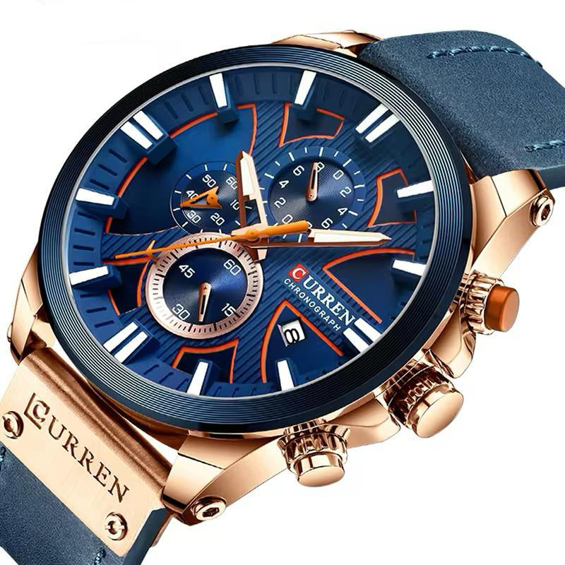 RELOJ CURREN CUERO AZUL CUR-31